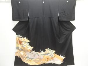 郡鶴に花古典柄留袖（比翼付き）